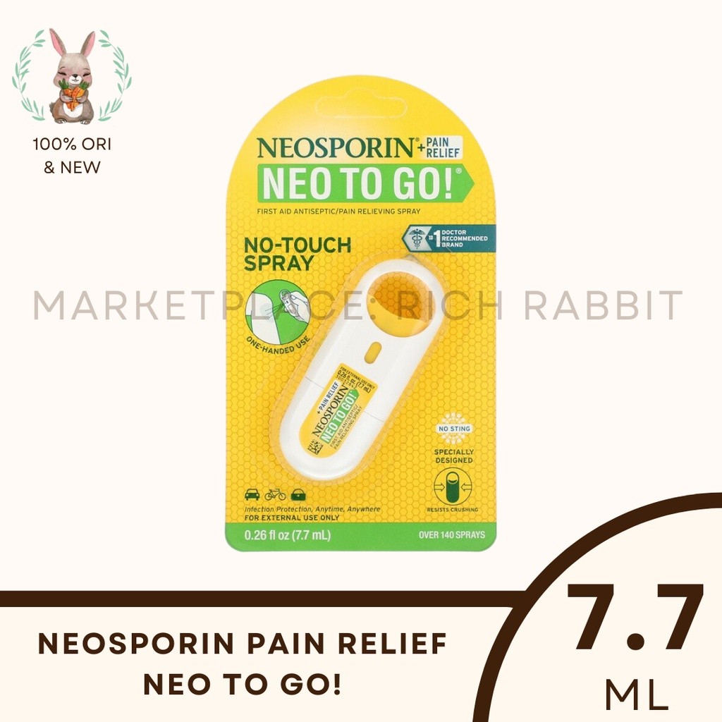 Neosporin Pain Relief Neo to Go Go Semprotan Spray Luka Penghilang Rasa Sakit Rich Rabbit 100% ORI