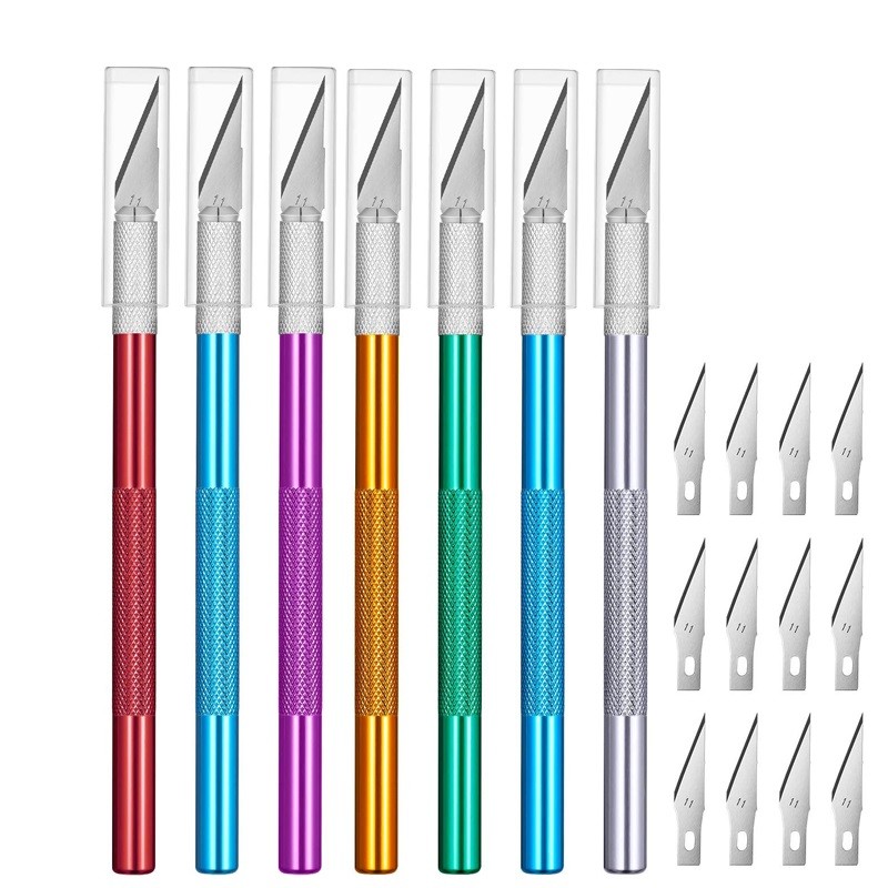 

Metal Utility Knife Engraving Craft Knives Paper Cutter with 30pc Blades for Crafts Model Kits Cardboard Plastic Fabric Wood
