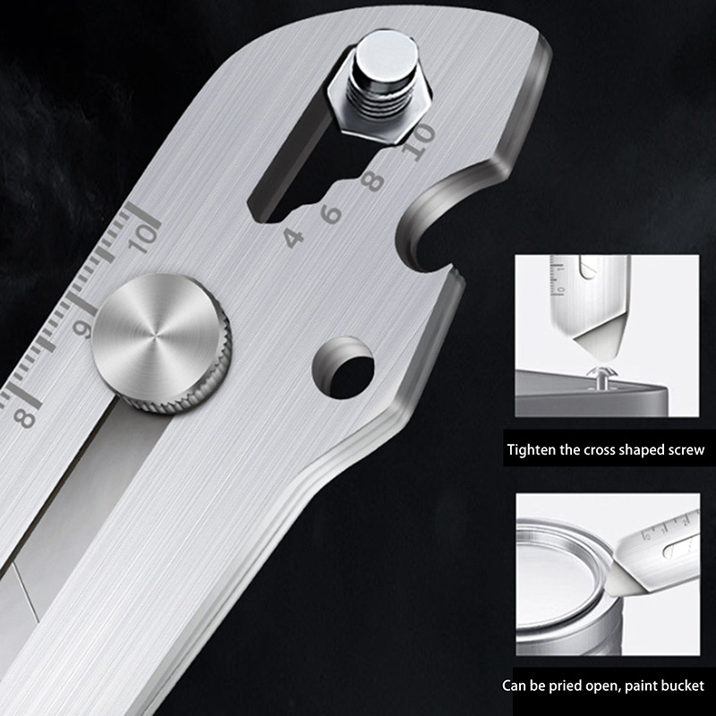 

6 In 1 Retractable Utility Knife Multi-Function Opener Box Cutter Portable Office Home Courier Unboxing Stainless Steel Knifes