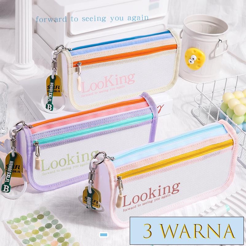 

TXS60 Kotak Tempat Pensil Jaring Transparan Warna Warni Looking TKM