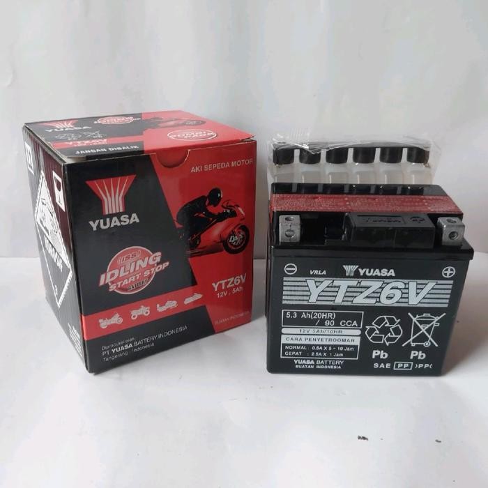Aki Motor Honda Vario 125, PCX 150, CBR150, Vario 150, CB150R, YUASA YTZ6V MF Aki Kering - YUASA
