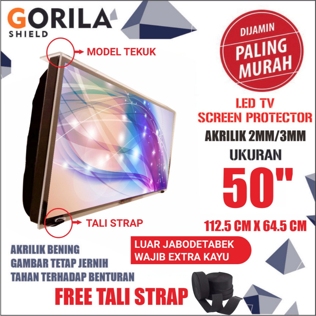 Pelindung Layar TV LED 50"inch-Akrilik - Screen guard - Tempered glass - TEKUK