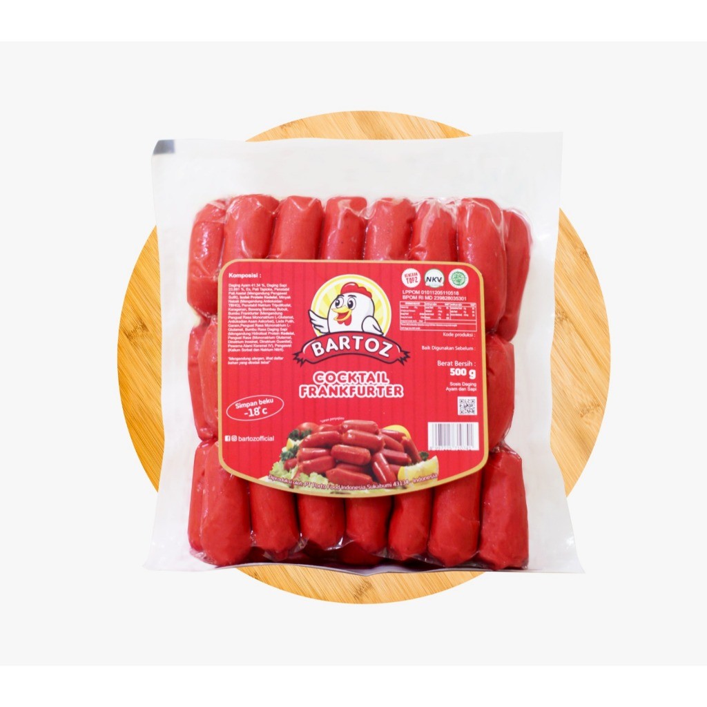 

(DERIFROZEN) Bartoz Cocktail Frankfurter Red 500 Gram - Sosis Kombinasi Ayam Dan Sapi