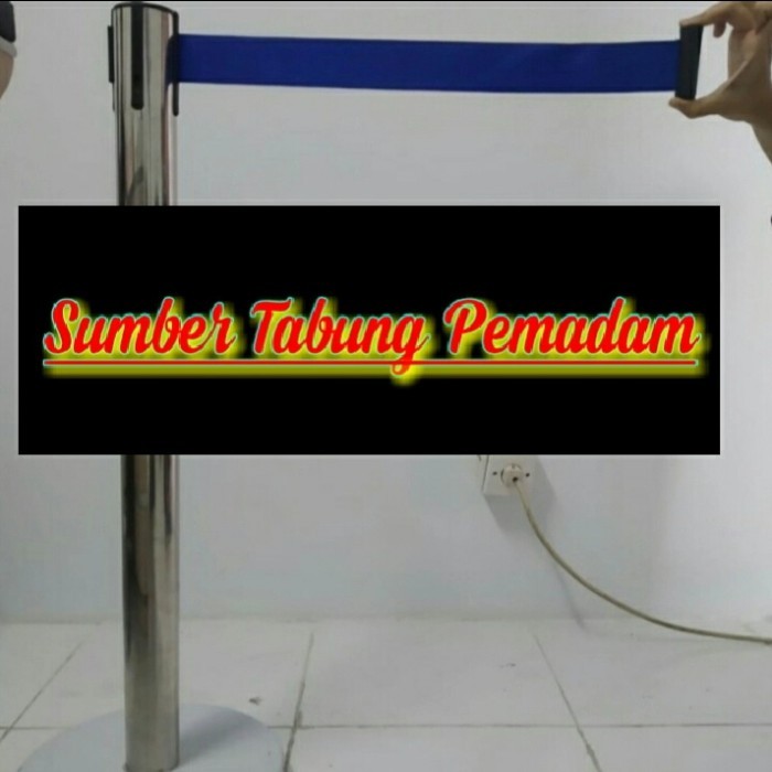 

Tiang pembatas antrian / Pembatas antrian bank stainless - pita biru - MerahDijamin Ori