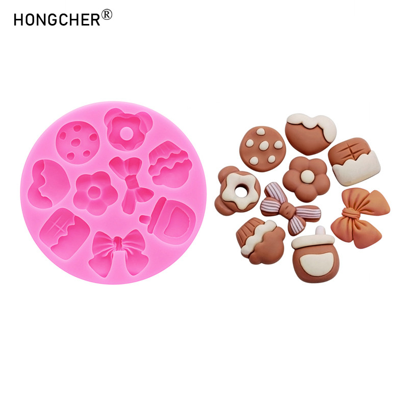 

Bow tie donut food and play modeling DIY resin jewelry accessories drip mold chocolate cake dessert decoration silicone molds