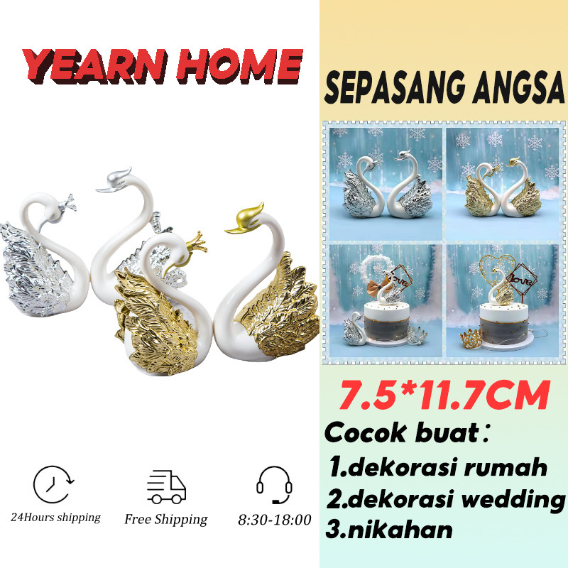 [Ready Stock] Sepasang Angsa Gold / Ornamen angsa / Dekorasi rumah / Dekorasi pernikahan / Dekorasi 