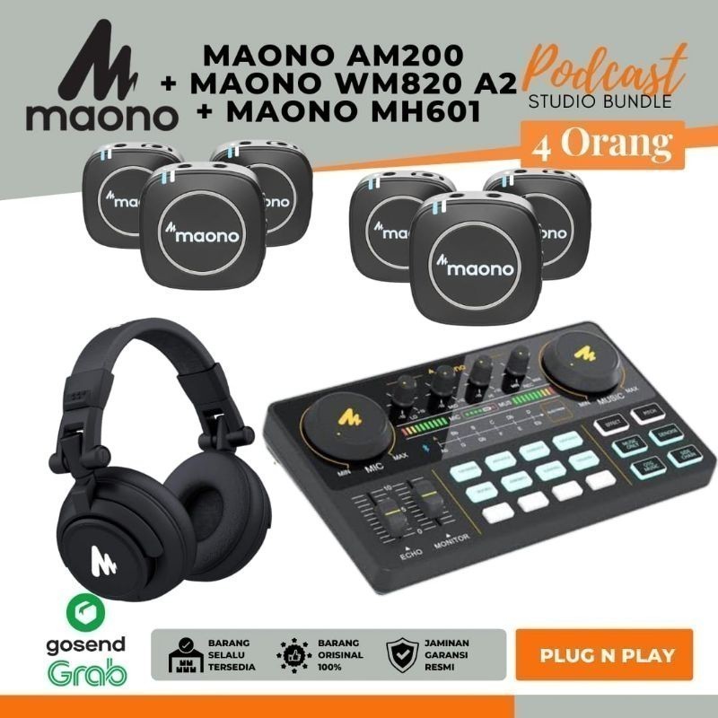 PAKET PODCAST 4 ORANG MAONO AM200, MAONO WM820 A2