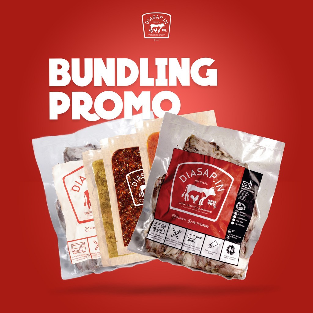

Promo Bundling 1 SEI SAPI 500gr + 1 SEI AYAM 500gr Dapet 3 Macam Sambal Daging Asap Diasapin