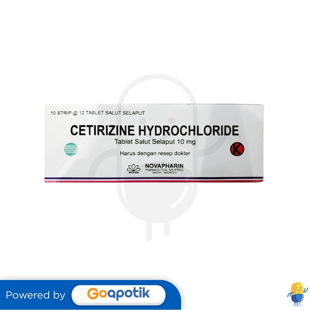 Cetirizine Hydrochloride Novapharin 10 Mg Box 100 Tablet
