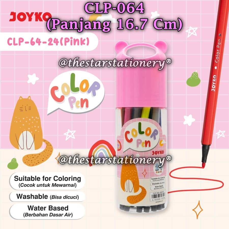 

(1 Tube Isi 24 Warna) GROSIR Color Pen JOYKO CLP-064-24 / Color Pen Pulpen Pena Warna Joyko CLP-064