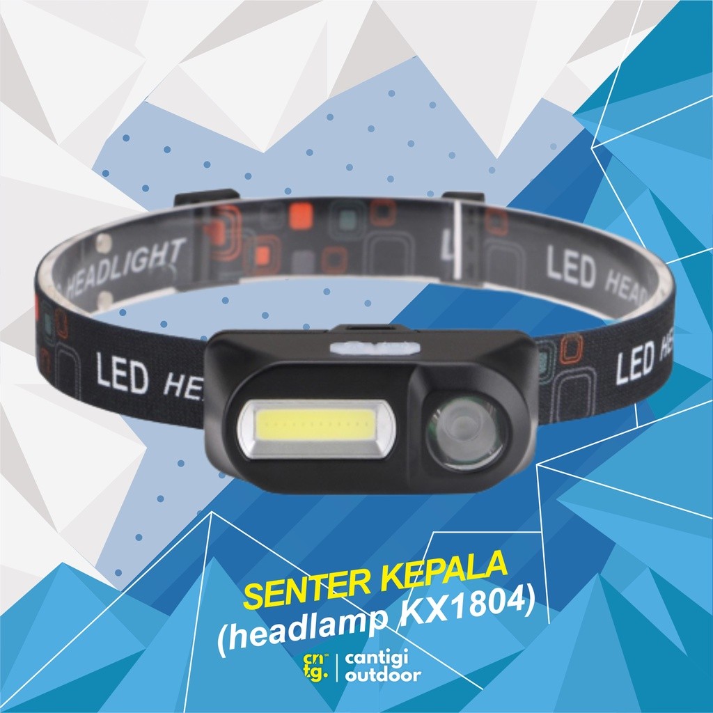 

[CoD] Senter Kepala Headlamp LED 3 Modes COB KX1804 / Lampu Senter Kepala Headlamp KX 1804 Senter dan LED Plus Baterai XX!
