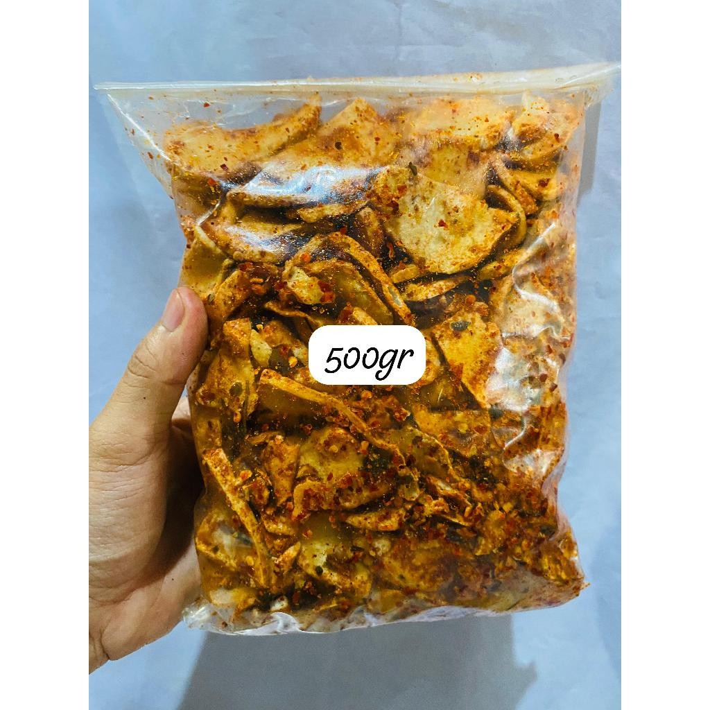

basreng keripik/basreng koin/basreng bulat pedas daun jeruk bumbu melimpah/basreng koin original daun jeruk kemasan 500gr 250gr 100gr