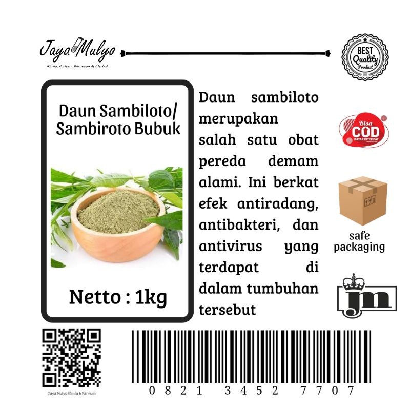 

Daun Sambiloto Bubuk (1kg)/Daun Sambiroto Bubuk