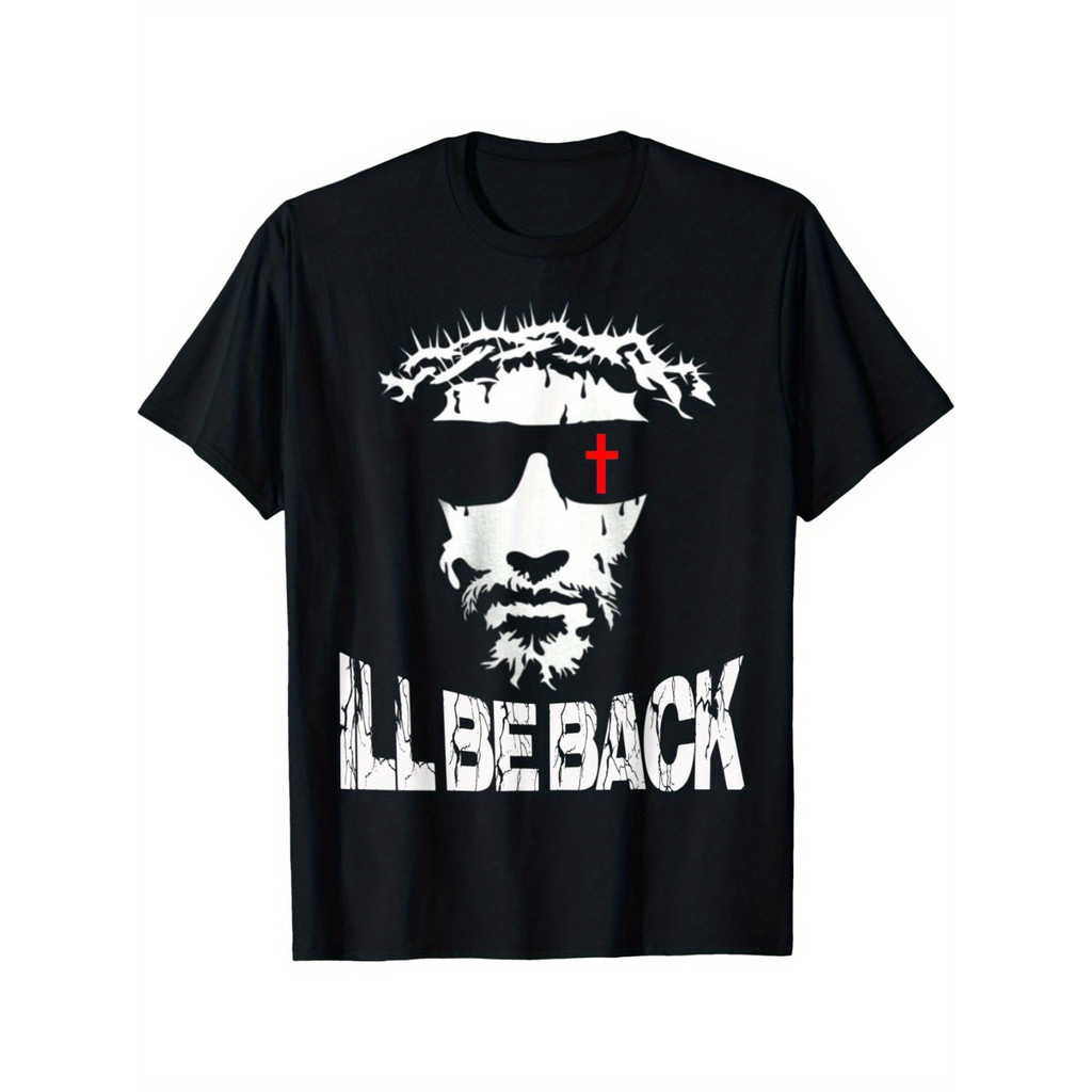 Kaos Grafis Inspirasi Agama Kristen Yesus Aku Akan Kembali Katun Lengan Pendek Kerah Bulat Desain Hi