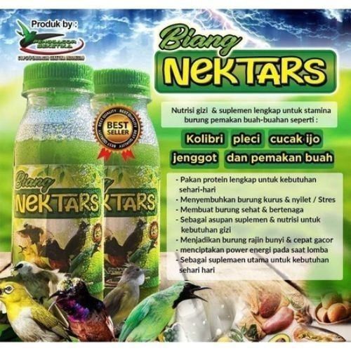 Biang Nektar Pakan Burung Pleci Kolibri Sogon nutrisi vitamin protein lengkap Tanpa Kulkas