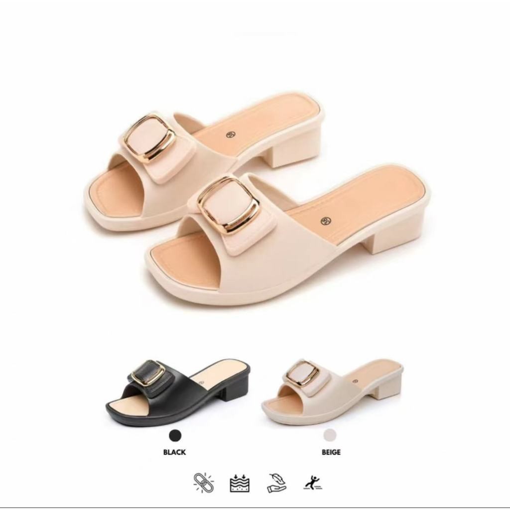 Sandal Fashion Murah Wanita Terbaru Sandal Teplek Karet Round Toe Selop Casual Pitta ImportLCR 088-1