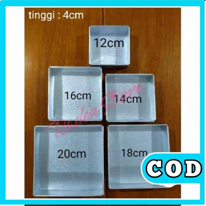 Loyang Kue Bolu / Loyang Kue Lapis Mini Segi Empat 1Set Isi 5 ( 12/14/16/18/20cm )