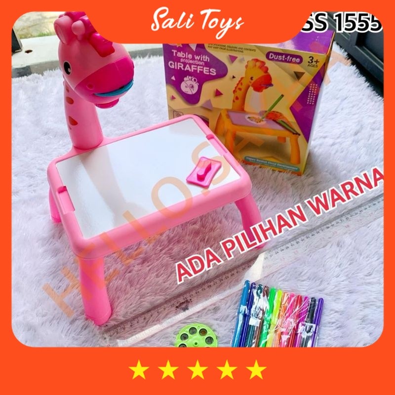Mainan Anak LucuMAINAN SS 1555 TABLE WITH PROJECTION GIRAFFE BONUS SPIDOL DAN MEJA BELAJAR PROYEKTOR