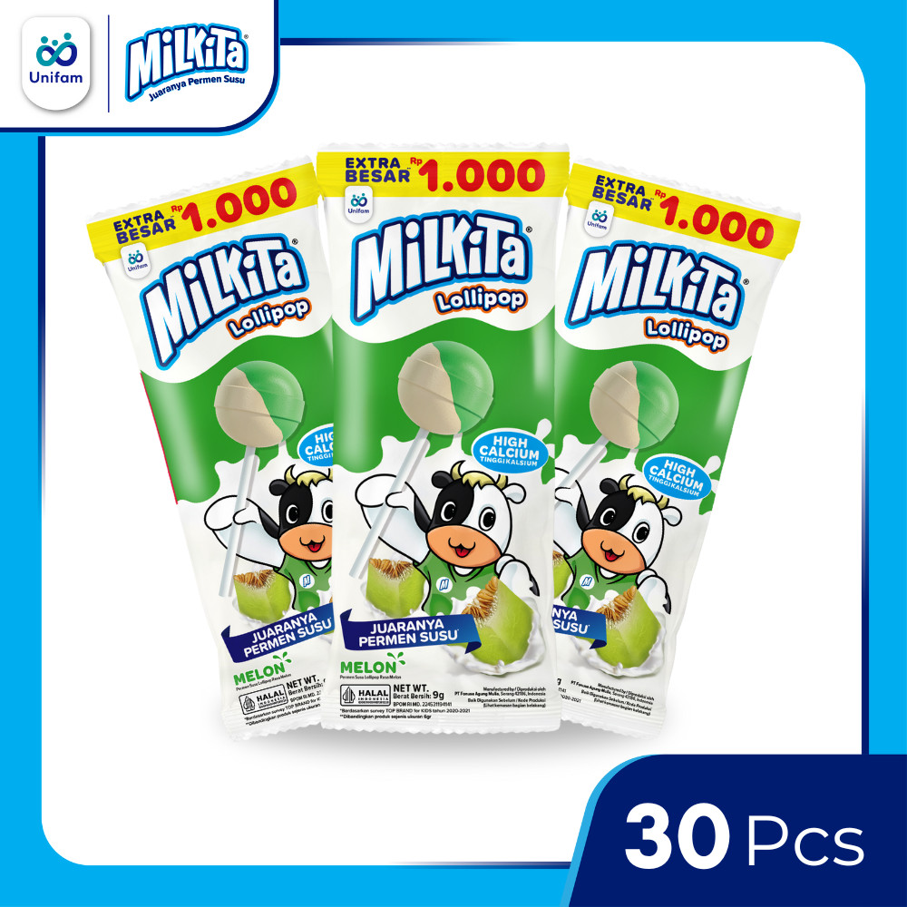 

Milkita Permen Lolipop Susu Melon Hanger Max - Milk Candy 1 Bag (Isi 30Pcs)