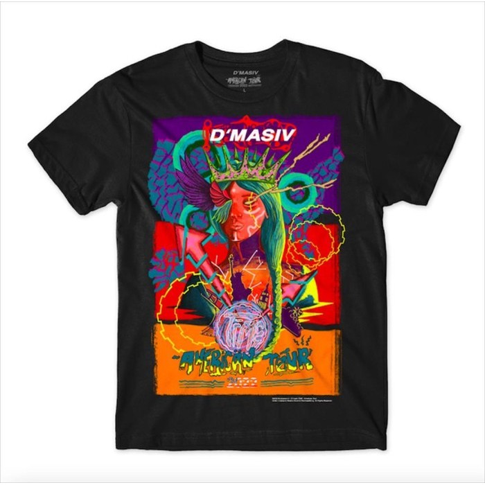 Kaos oblong lengan pendek uniseks, D'Masiv - American Tour, kaos oblong bermotif hitam Kaos Katun