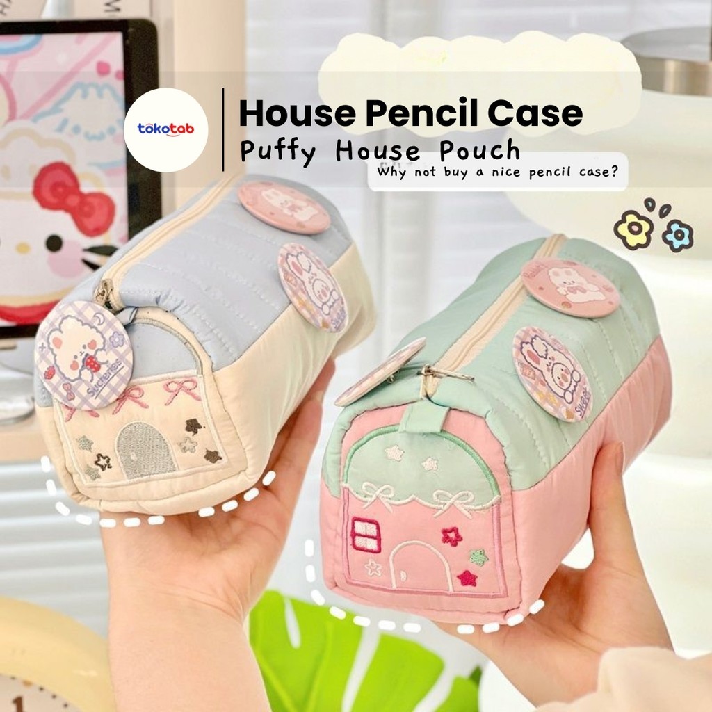 

6.6 Tokotab - House Pencil Case Home Makeup Pouch Cute Stationery Box Large Tempat Pensil Bentuk Rumah 6.6