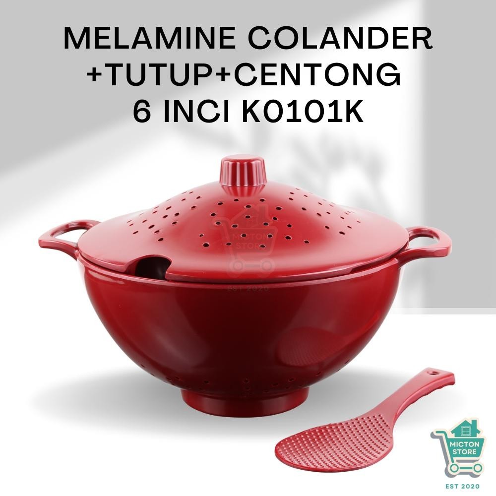 LUXTON Premium Melamine Colander + Tutup + Centong K0101K Colander Tempat Nasi Saringan Nasi Wadah T
