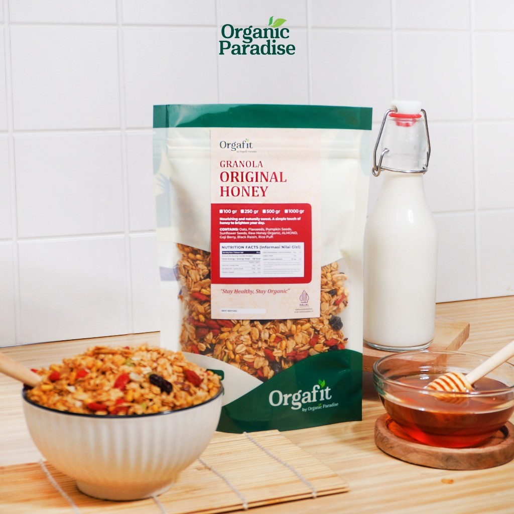 

Granola Honey Special 1 Kg / Granola Madu Special Almond Mix Seed 1 Kg Organic Paradise