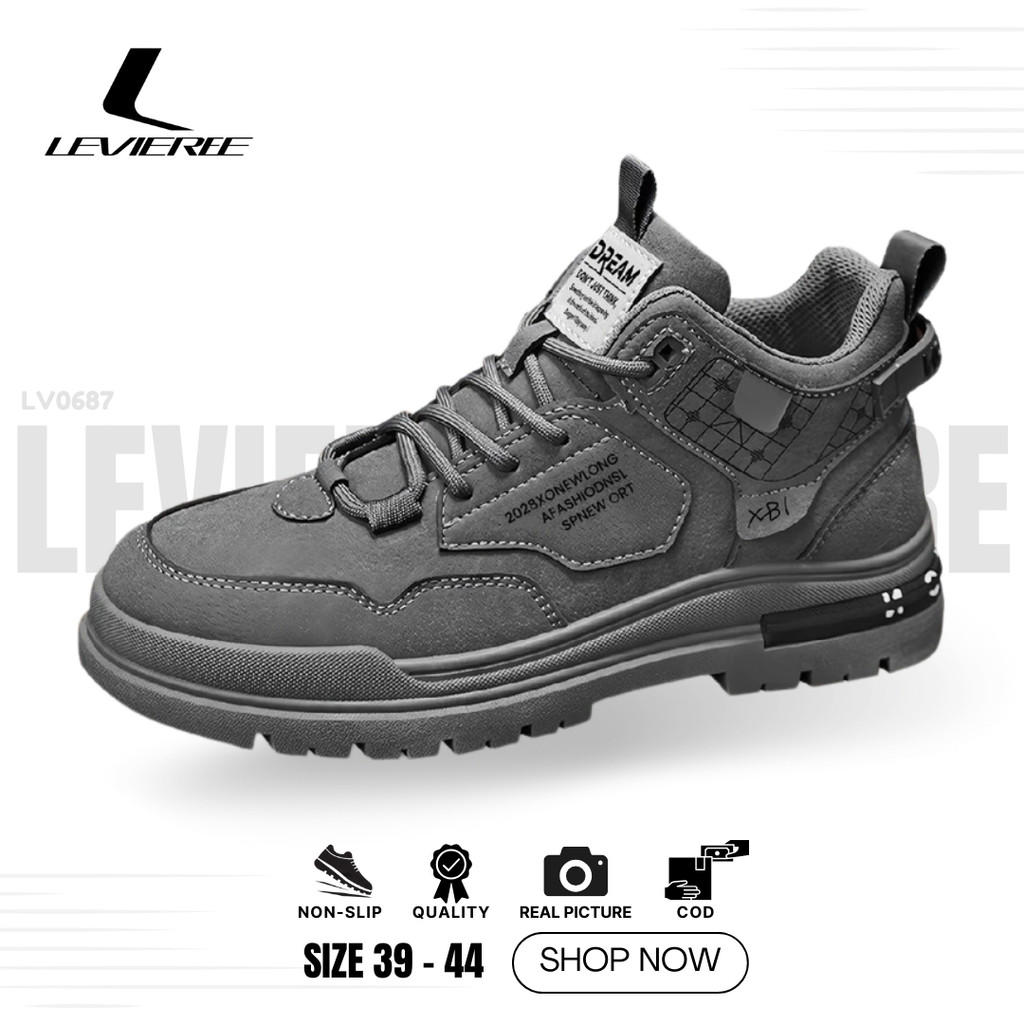 NEW PRODUCT LVR Sepatu Pria Hiking Kasual Sneakers Anti Slip Sepatu Lari Olahraga Cowok LV0687