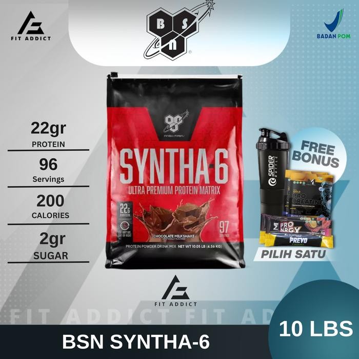 BSN Syntha-6 Syntha 6 10Lbs 10 Lbs 10 Lb 10Lb Syntha6 Whey Protein - Coklat, TANPA BONUS