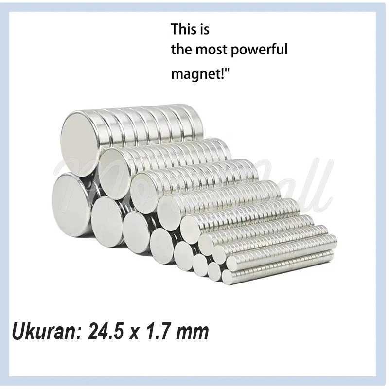 

YUE Magnet Bulat Powerful Neodymium NdFeB N35 24.5x1.7mm 20 PCS - YN35