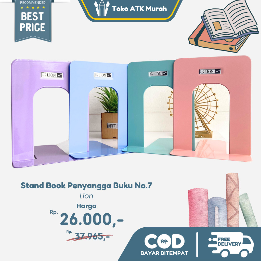 

Stand Book Pembatas Buku Lion No. 7 / Standar Buku 1 set isi 2 Pcs