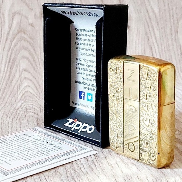 Korek Api Zippo Gold Love Windproof Engraved BEST QUALLITY ORI