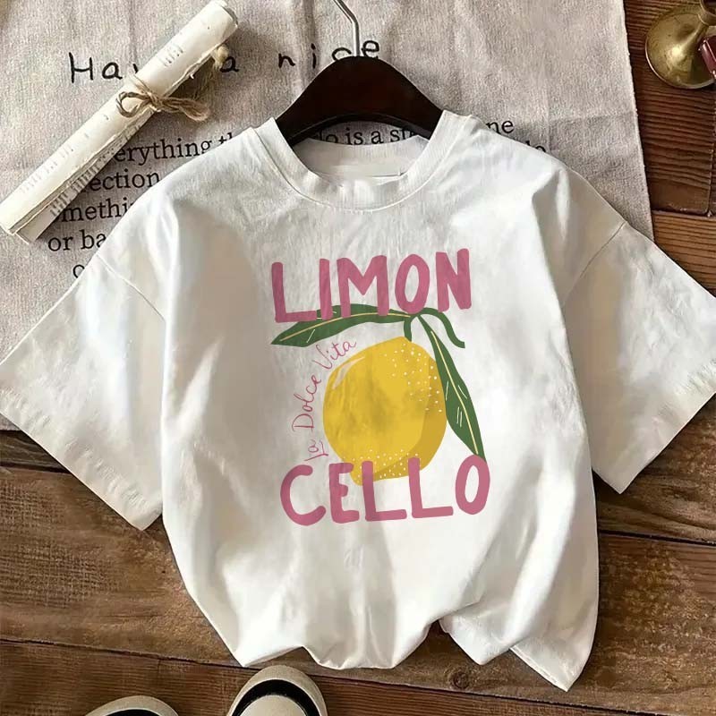 Kain katun 180g 100% kaos pendek slim fit atasan kaos pendek motif lemon Korea semua cocok