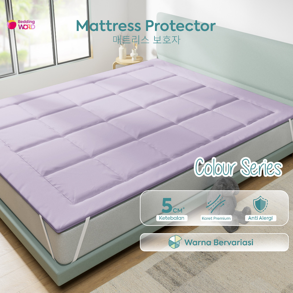 Topper Matras Protector Warna Pastel Polos / Alas kasur / Pelindung kasur / anti ompol / Topper kasu