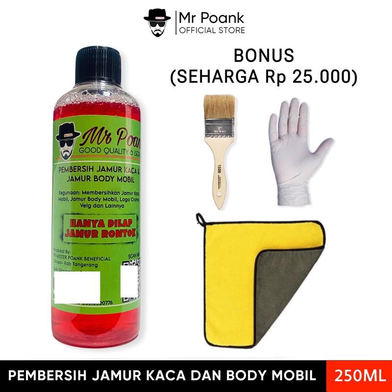 

Cairan Pembersih Jamur Kaca dan Body Mobil Mr Poank 250ML dengan Bonus Kuas, Sarung Tangan Karet, dan Lap Microfiber Car