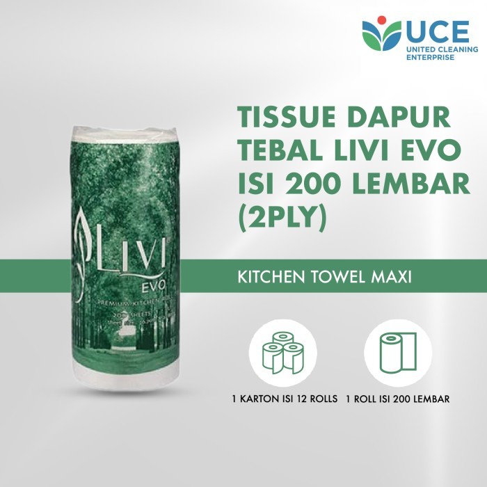 Tissue Dapur Tebal LIVI EVO Kitchen Towel Maxi isi 200 lembar (2ply)