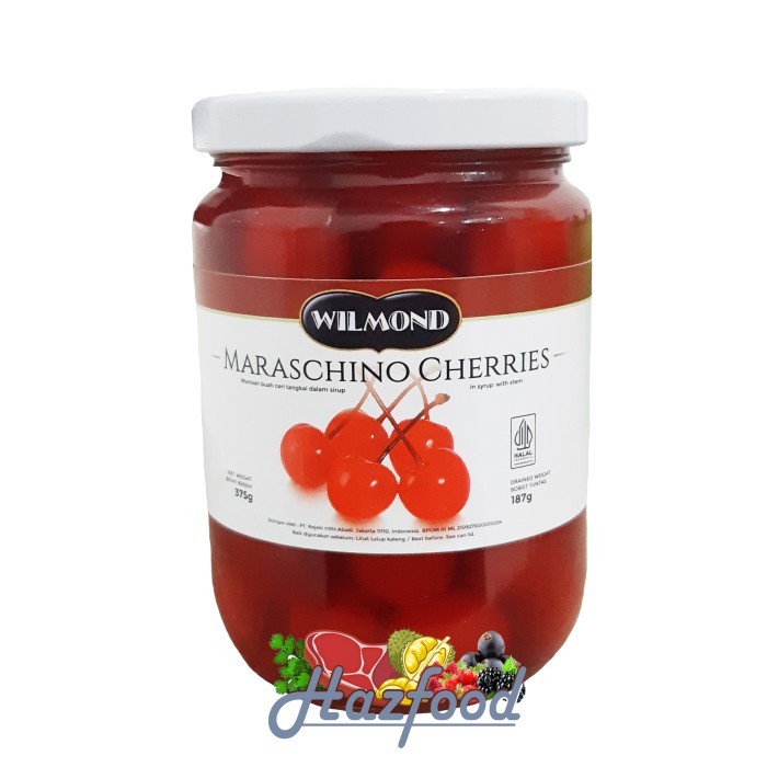 

Buah Ceri Merah Tangkai | Maraschino Cherries Wilmond 375 Gram
