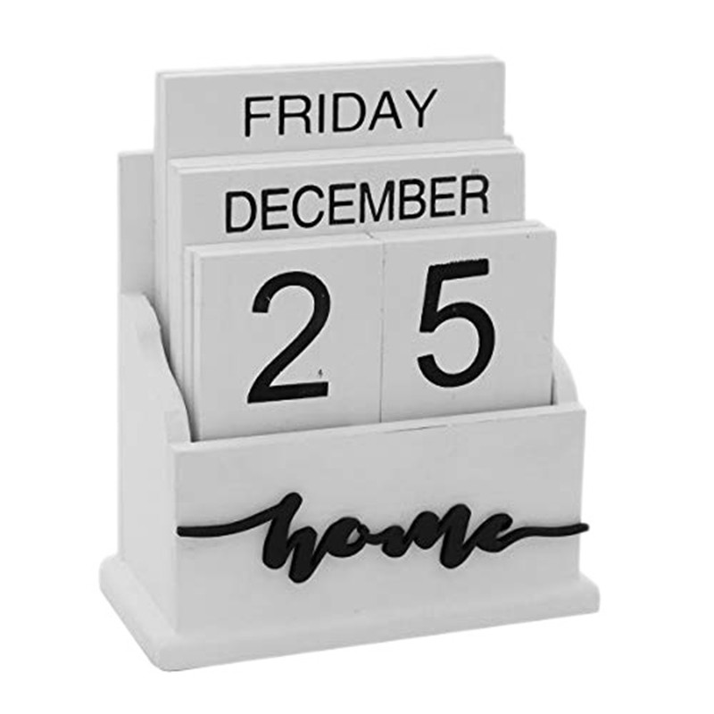 

Wooden Clamshell Desk Block Calendar Permanent Wooden Desk Calendar Week Month Date Display Home Office Decoration