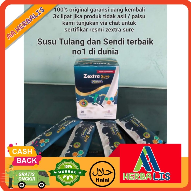 zextra sure original 10 saset susu tulang sendi terbaik 1 BOX KOTAK ISI 10 SACHET ZEXTRA SURE GOLD M