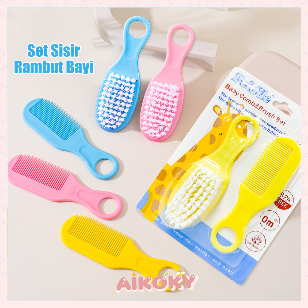 Aikoky Sisir Rambut Bayi Newborn Lembut  Isi 2Pcs