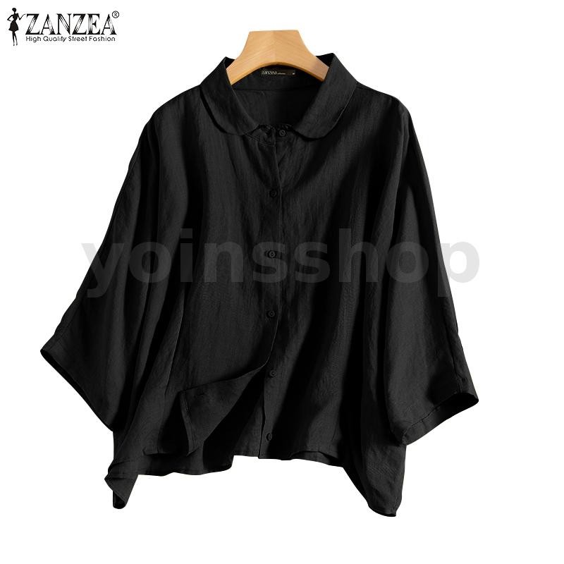 ZANZEA Women Korean Casual Loose Long Sleeve Plain Blouse Presale