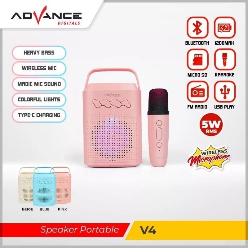 Speaker Karaoke Bluetooth ADVANCE V4 Include MIC
