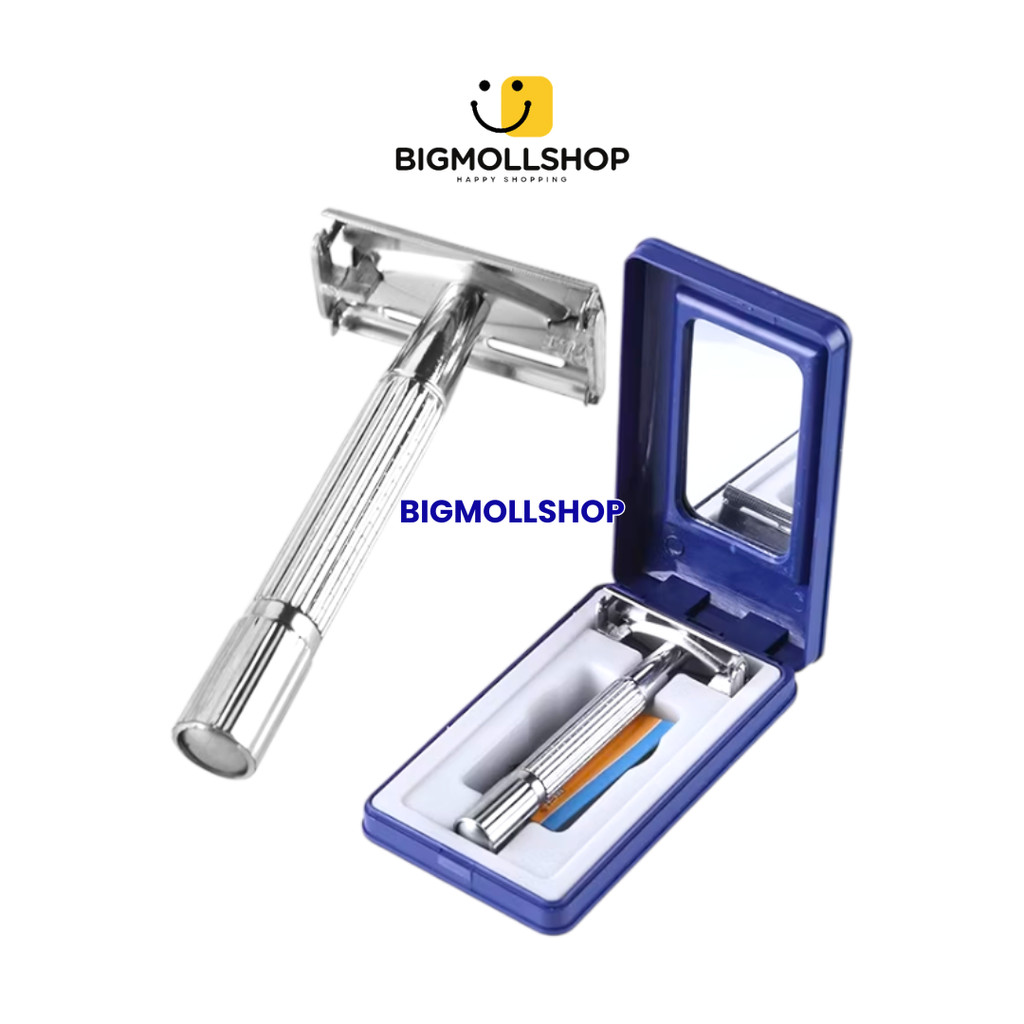 (BMS) Alat Cukur Kumis Jenggot Manual Mens Razor Stainless Steel Box