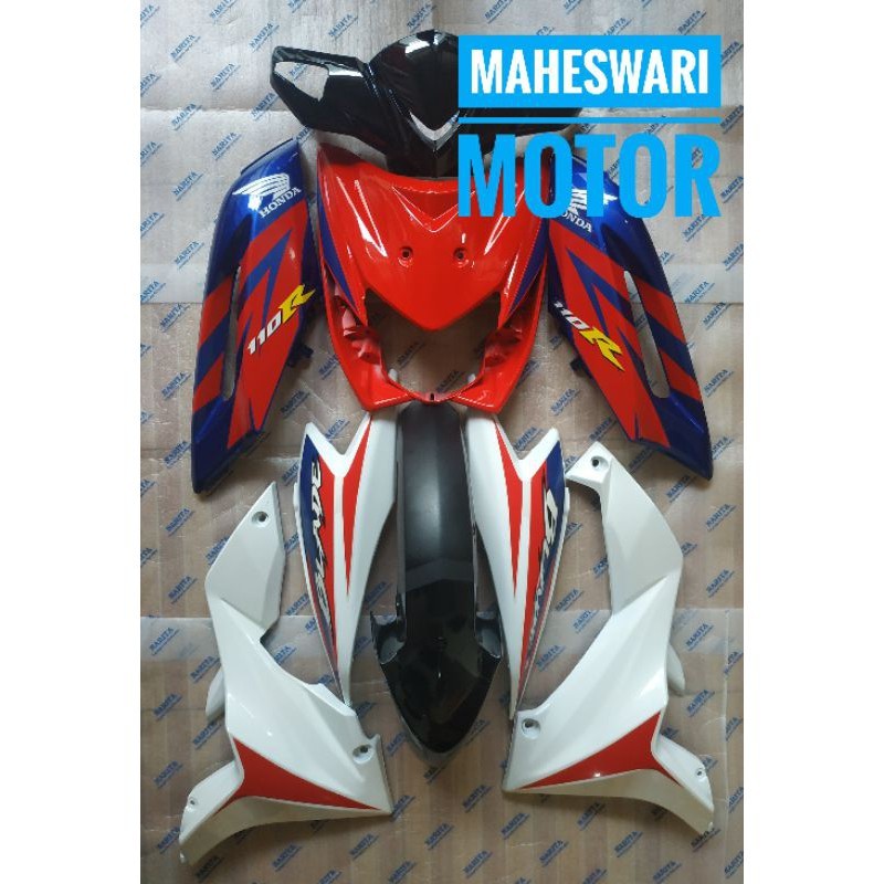 Full Cover Body Halus Honda Blade Lama 110 R 2008 2010 Biru Putih.