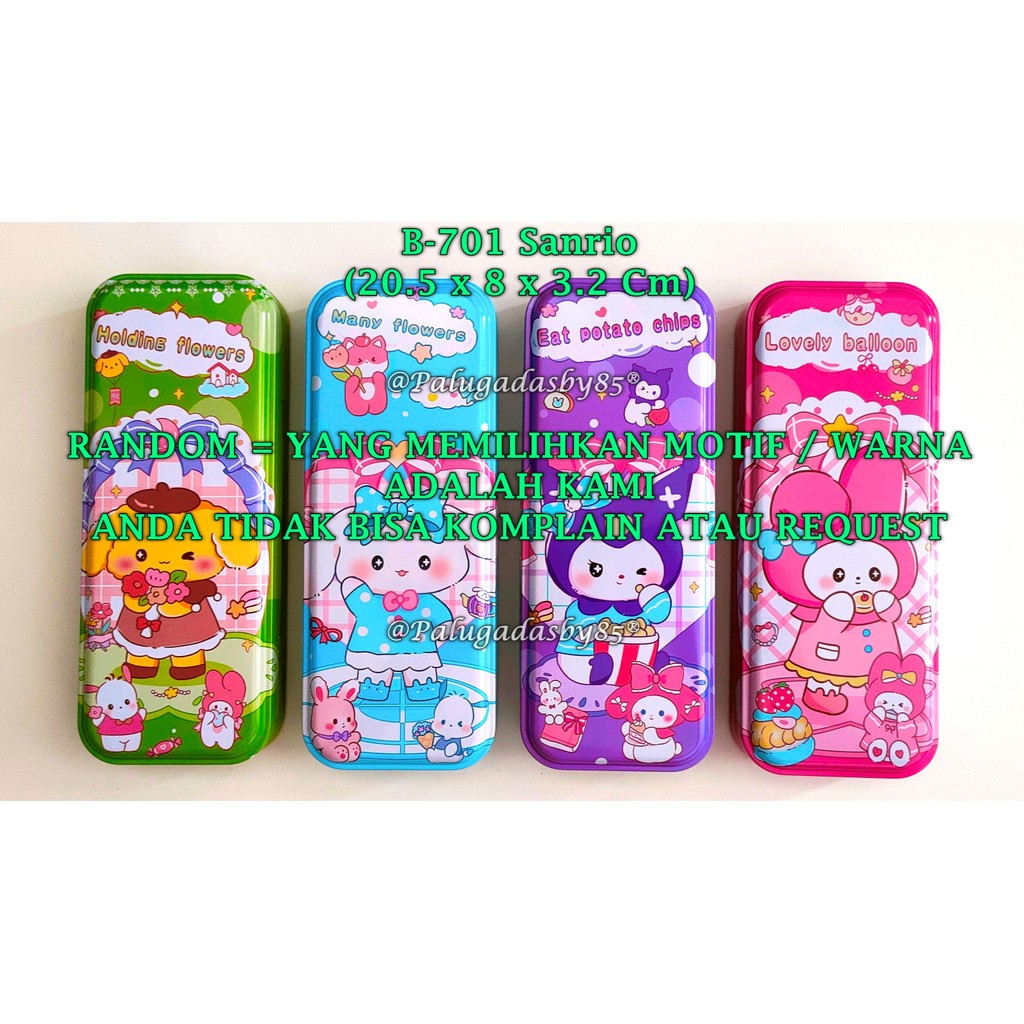 

(1 Biji) GROSIR Kotak Pensil Kaleng Sanrio 20.5 x 8 x 3.2 / Tempat Pensil Kaleng GXIMP B-701 Sanrio
