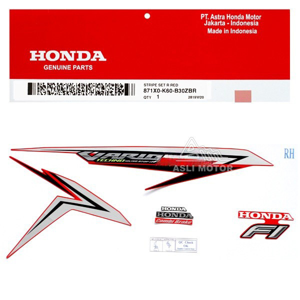 871X0-K60-B30ZBR Stiker Vario 125 LED 2016 Merah Bionic Red Kanan