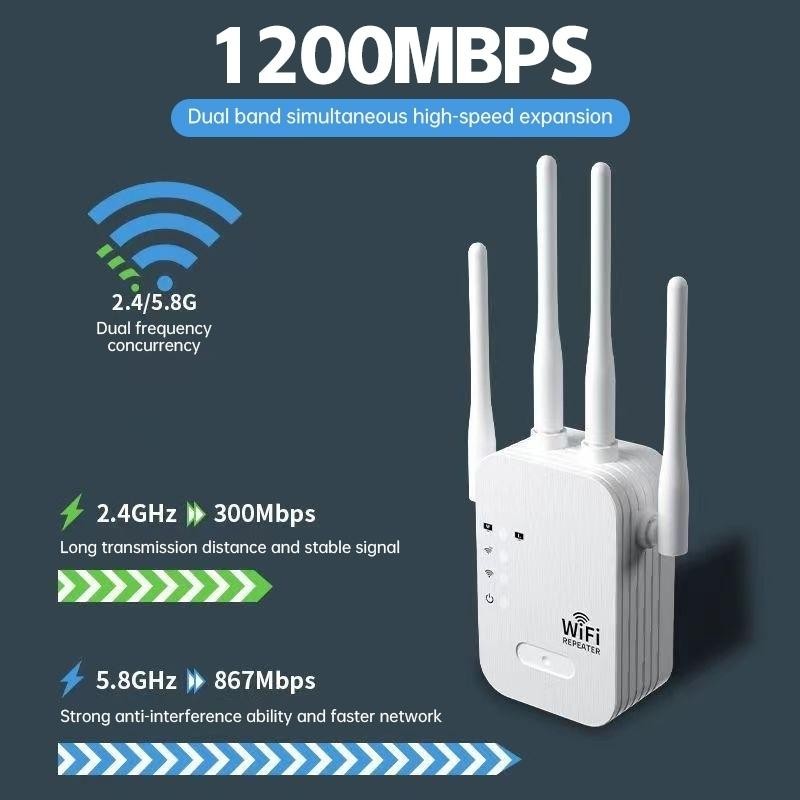 MKC Penguat Sinyal 4TX WIfi Range Extander 4 Antena Cocok Untuk Perusahaan, Kafe Rumah, Dll