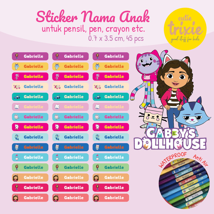 

Label Nama Pensil Waterproof Gabby Dollhouse