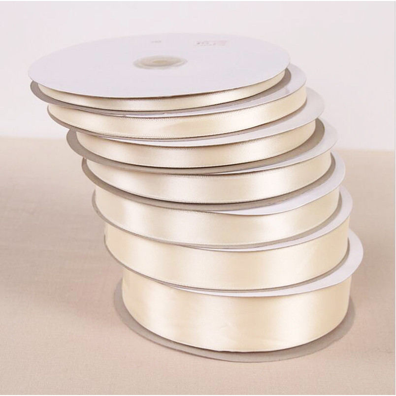 

25 Yards 6/10/12/15/20/25/32/38/50/75mm Beige Color Polyester Satin Ribbon for Wedding Party Decoration&DIY Gift Wrapping Ribbon