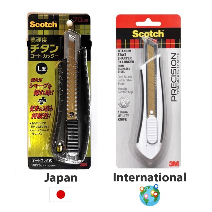 

Cutter Emas, Scotch 3M 18mm Titanium Blade Besar - Hitam Japan